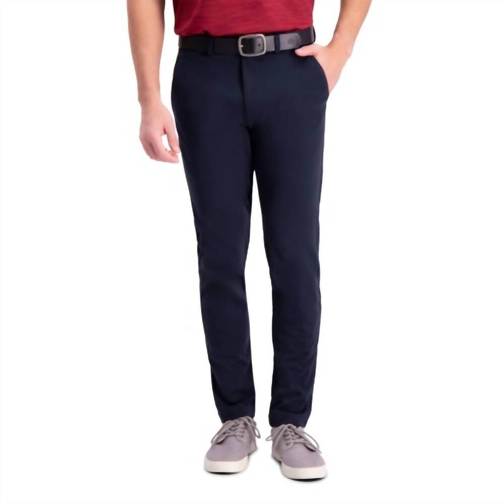 NEW HAGGAR plain stretch chino slim fit pants in navy
